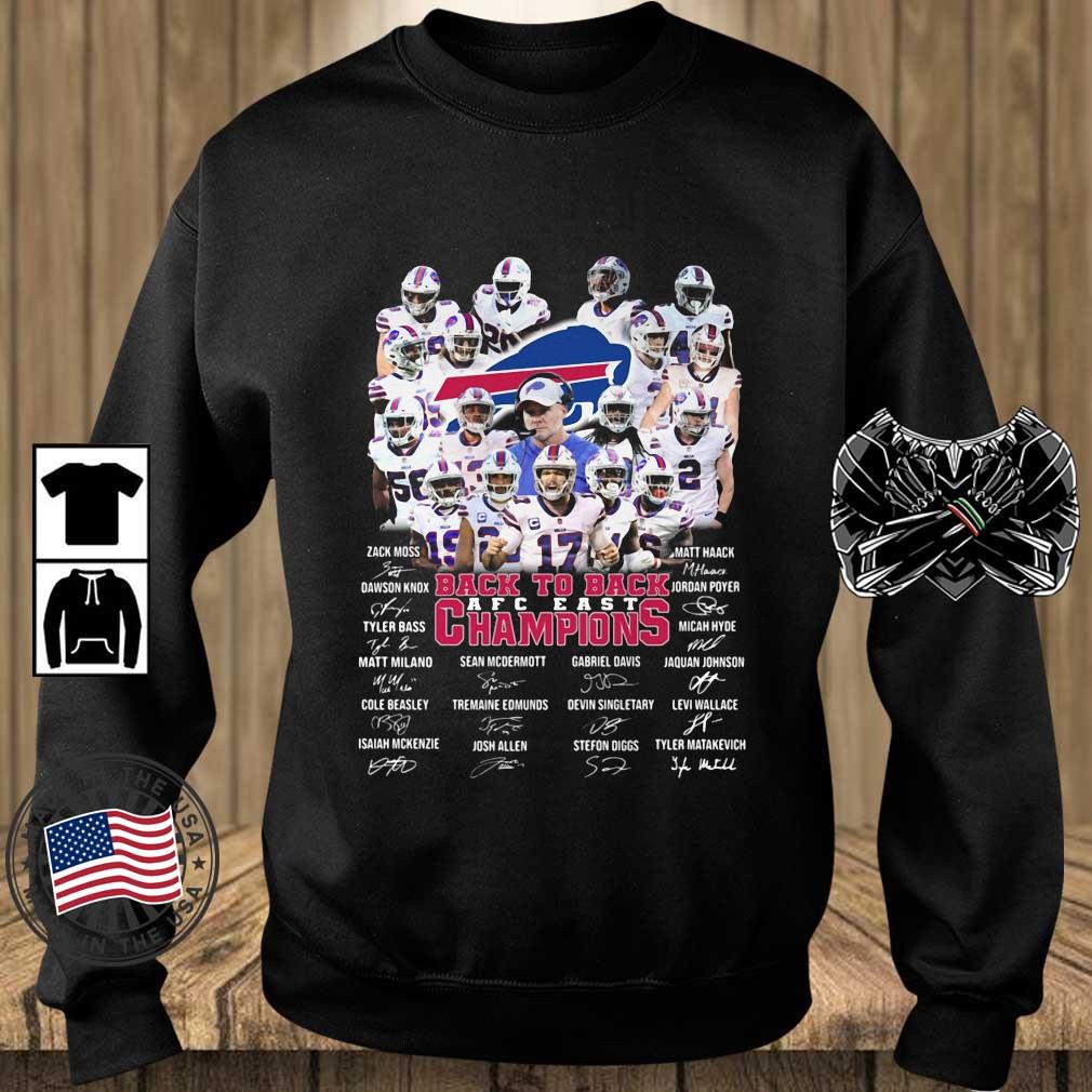 Buffalo Bills back to back AFC east champions signatures shirt, hoodie,  sweater, long sleeve and tank top