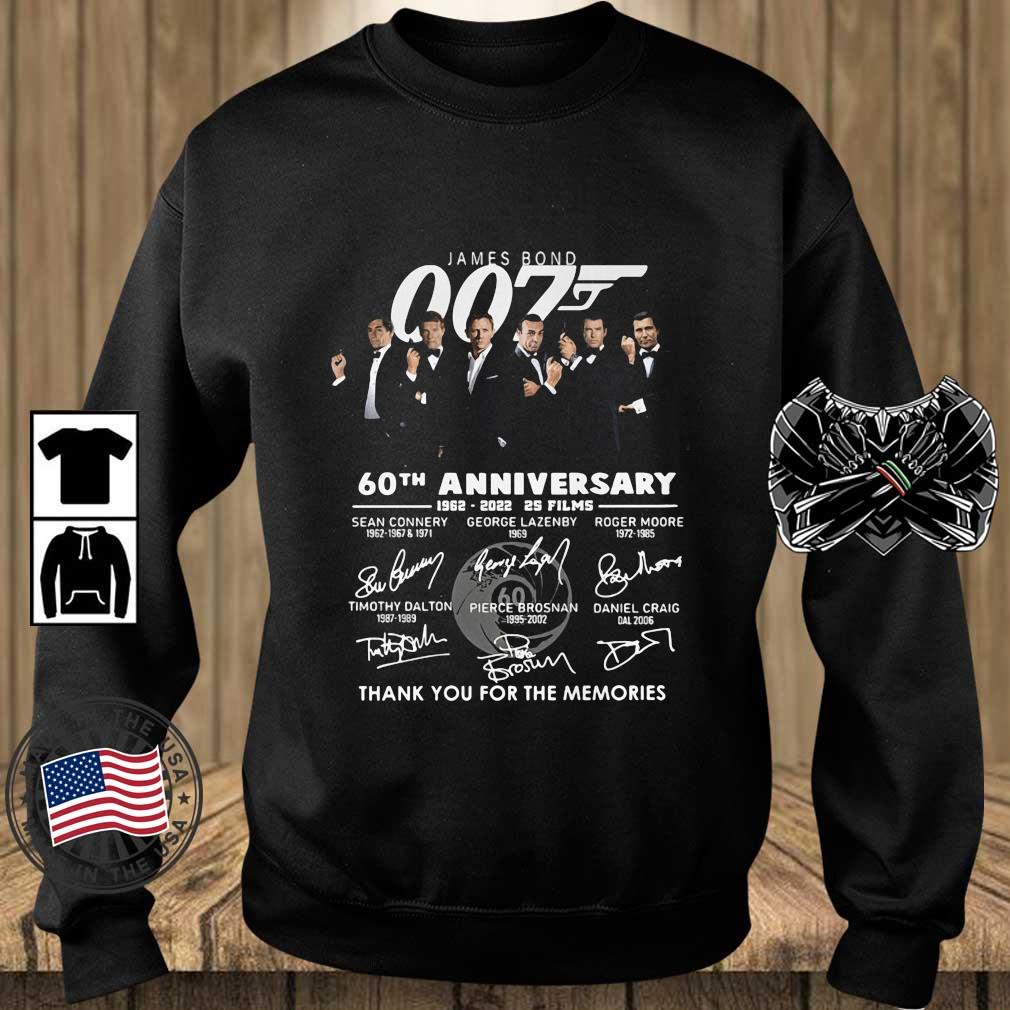 James Bond 007 60th Anniversary 1962 2022 25 Films Signatures Thank You Shirt