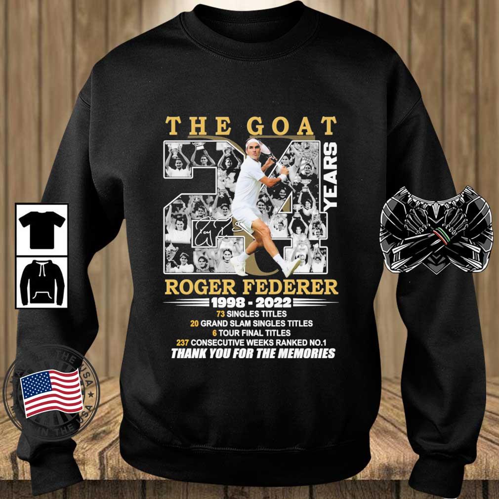 The Goat 24 Years Roger Federer 1998-2022 Thank You For The Memories Signature shirt
