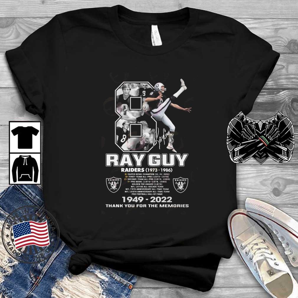 1949-2022 Ray Guy Las Vegas Raiders 1973-1986 Thank You For The Memories Signature shirt