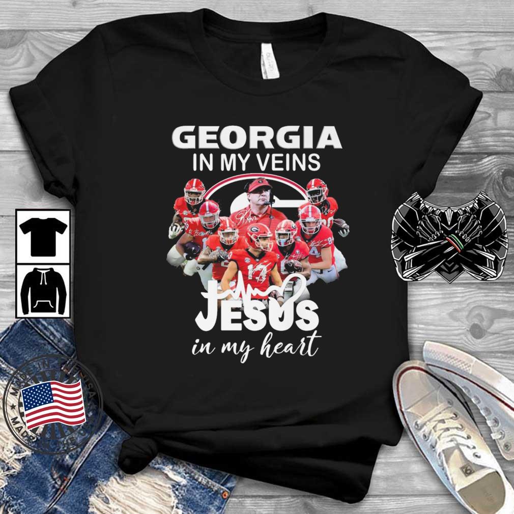 2022 Georgia Bulldogs In My Veins Jesus In My Heart Signatures shirt