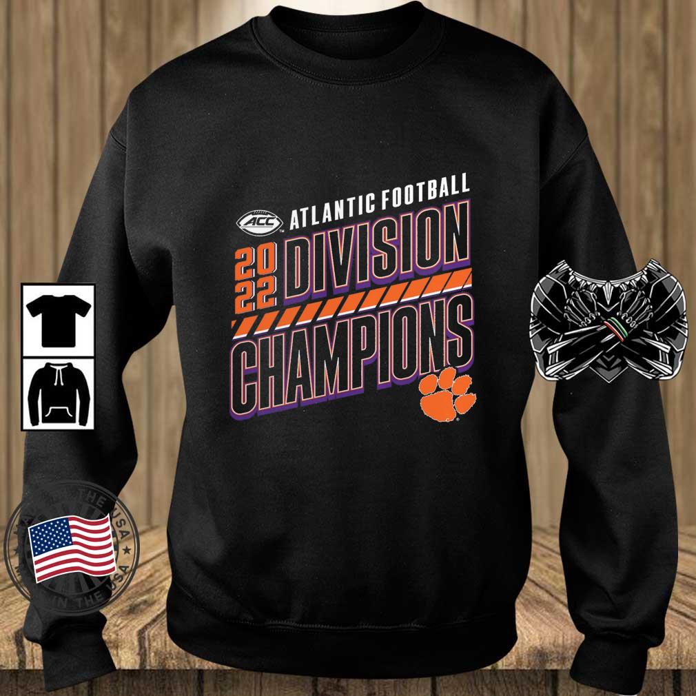 Clemson Tigers 2022 ACC Atlantic Division Football Champions Slanted Knockout shirt