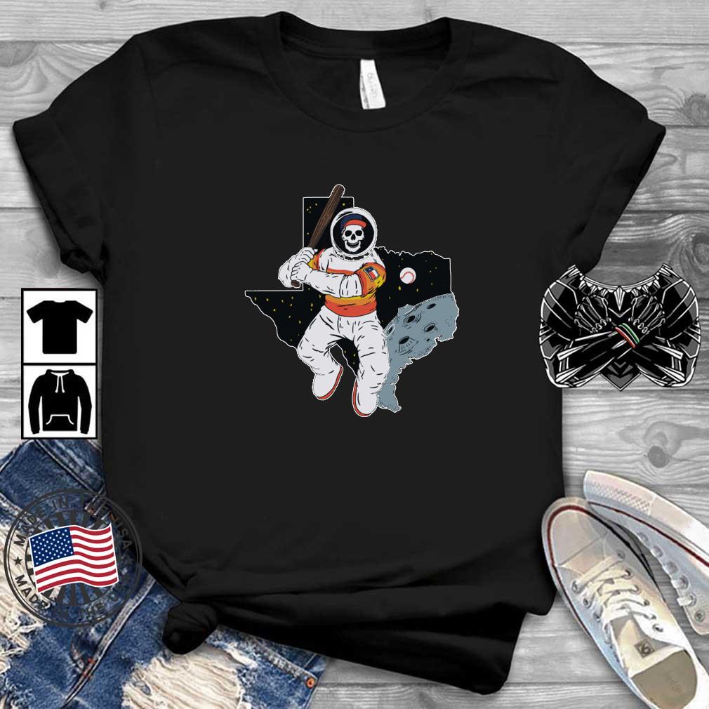 Houston Astros Skeleton Astronaut Play Baseball On Space State shirt