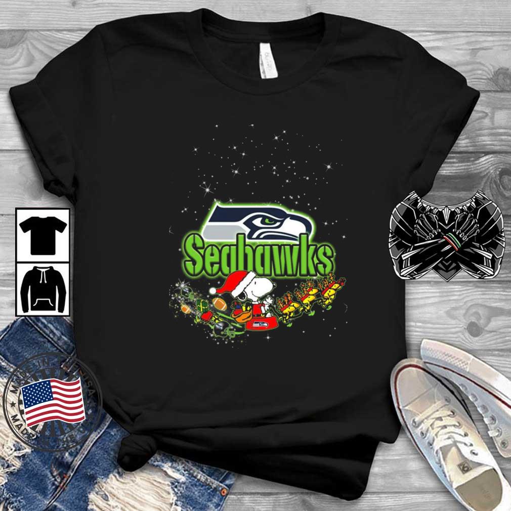 Santa Snoopy Riders Woodstock Merry Christmas Seattle Seahawks Sweater