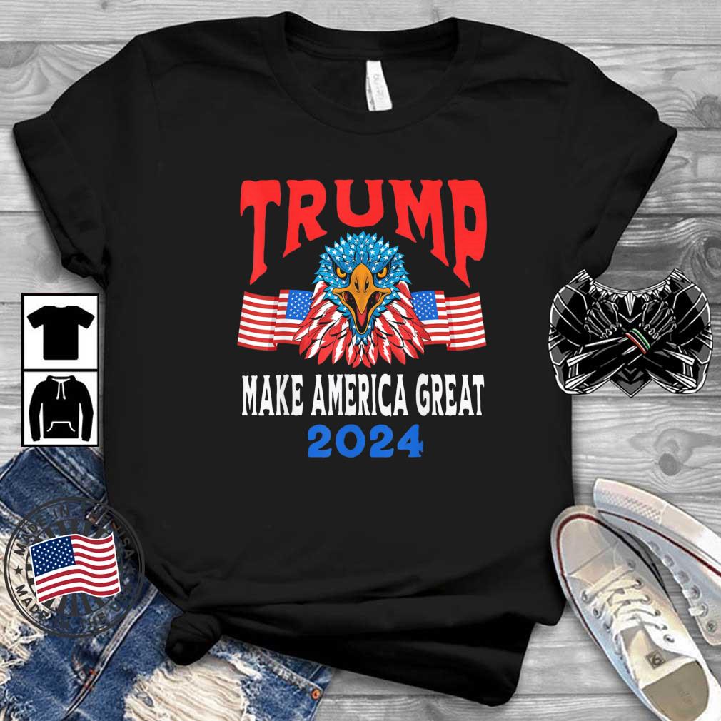 Trump 2024 Maga USA Republican American Flag Eagle Shirt Teechalla dai dien den
