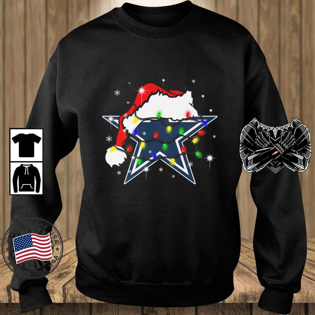 Santa Dallas Cowboys Logo Lights Christmas sweatshirt