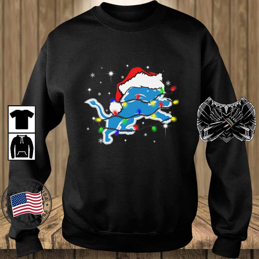 Santa Detroit Lions Logo Lights Christmas sweatshirt
