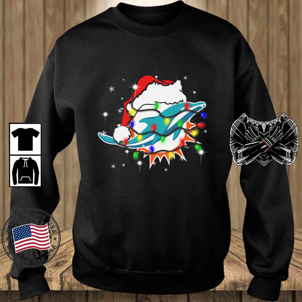 Santa Miami Dolphins Logo Lights Christmas sweatshirt