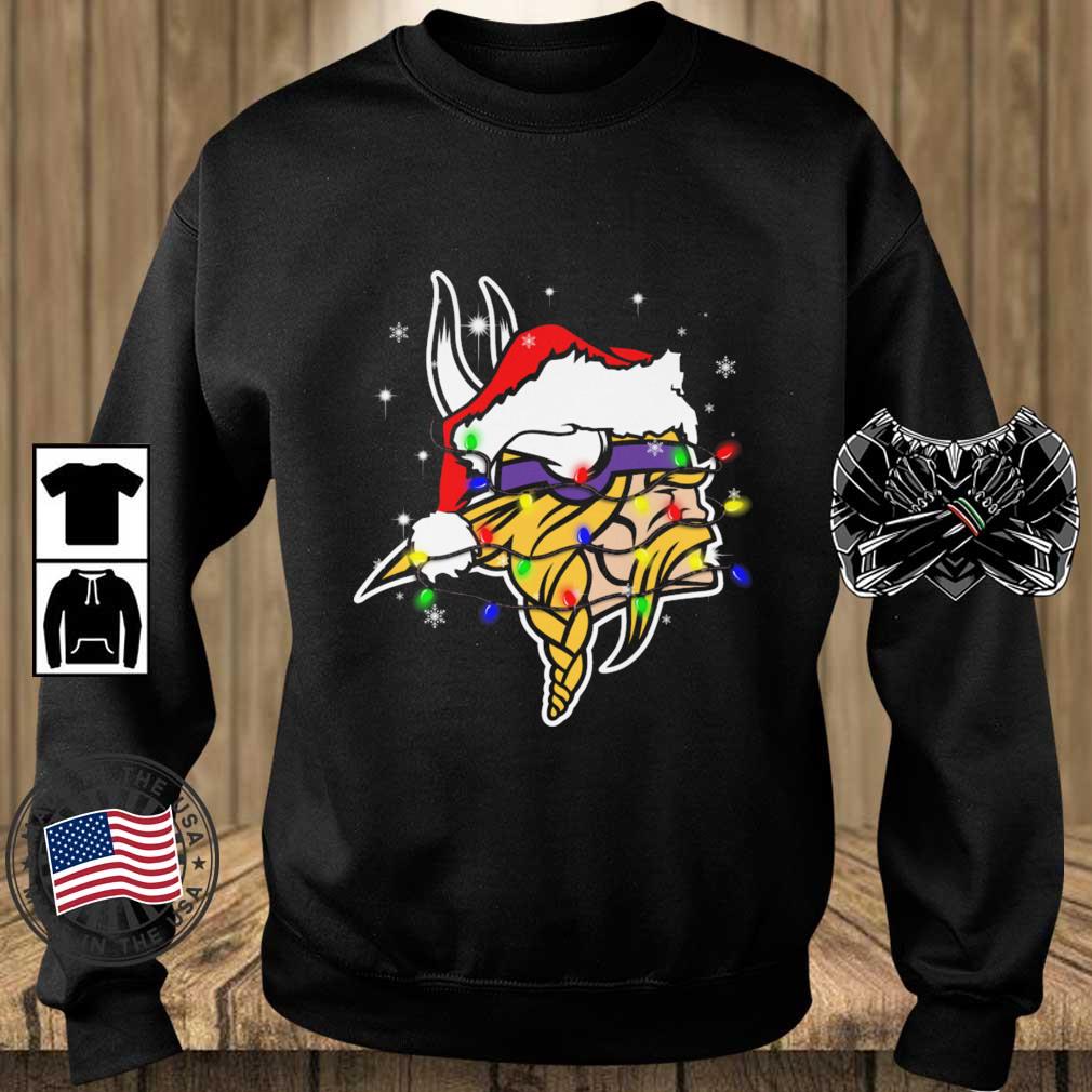 Santa Minnesota Vikings Logo Lights Christmas sweatshirt