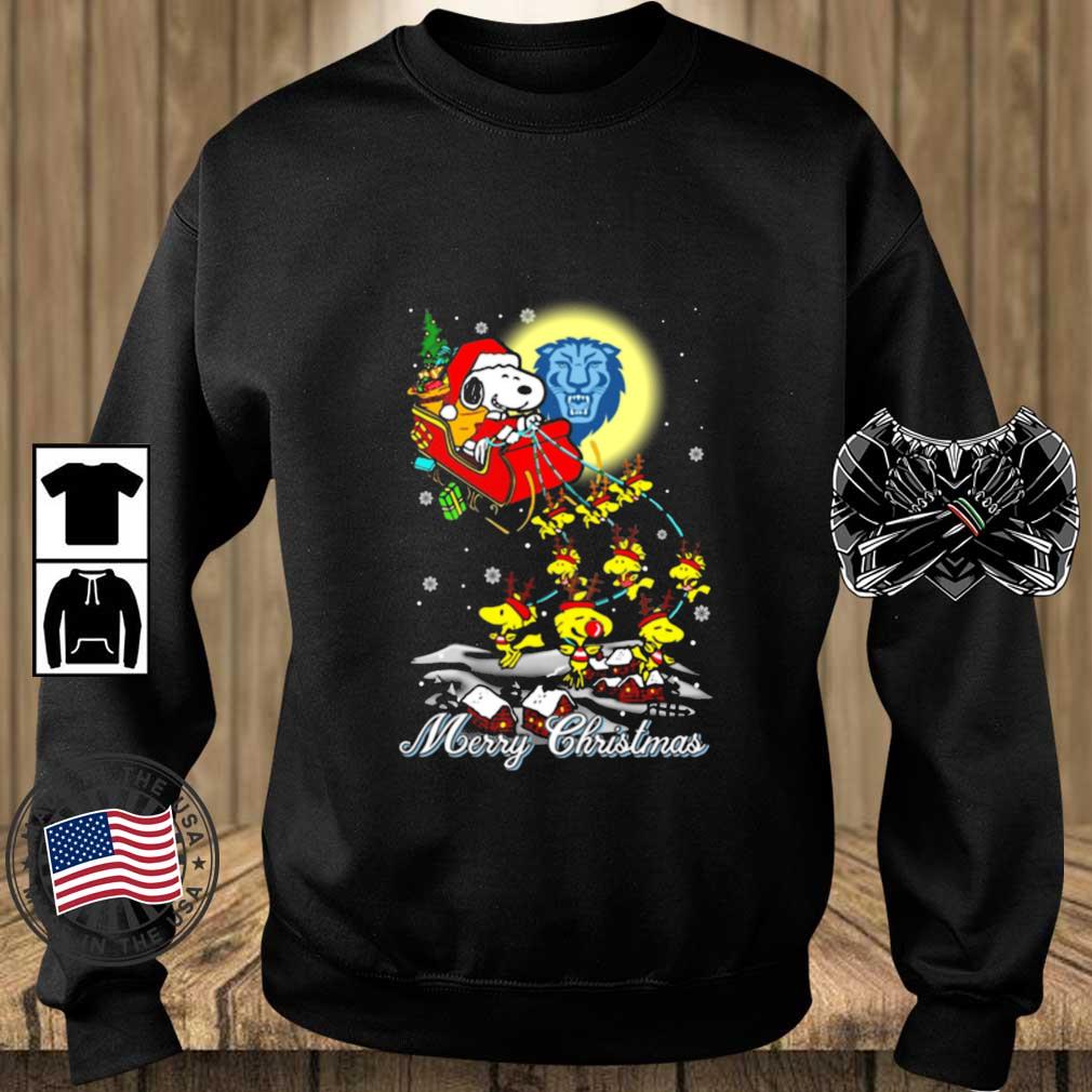 Santa Snoopy And Reindeer Woodstock Columbia Lions Merry Christmas sweater