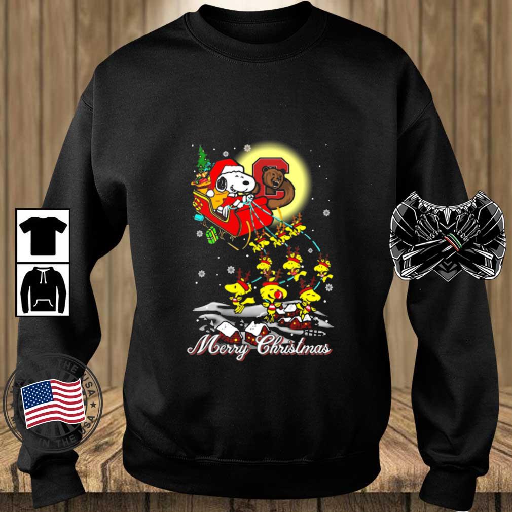 Santa Snoopy And Reindeer Woodstock Cornell Big Red Merry Christmas sweater