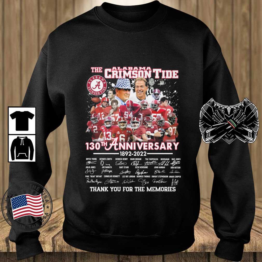 The Alabama Crimson Tide Football 130th Anniversary 1892-2022 Thank You For The Memories Signatures shirt