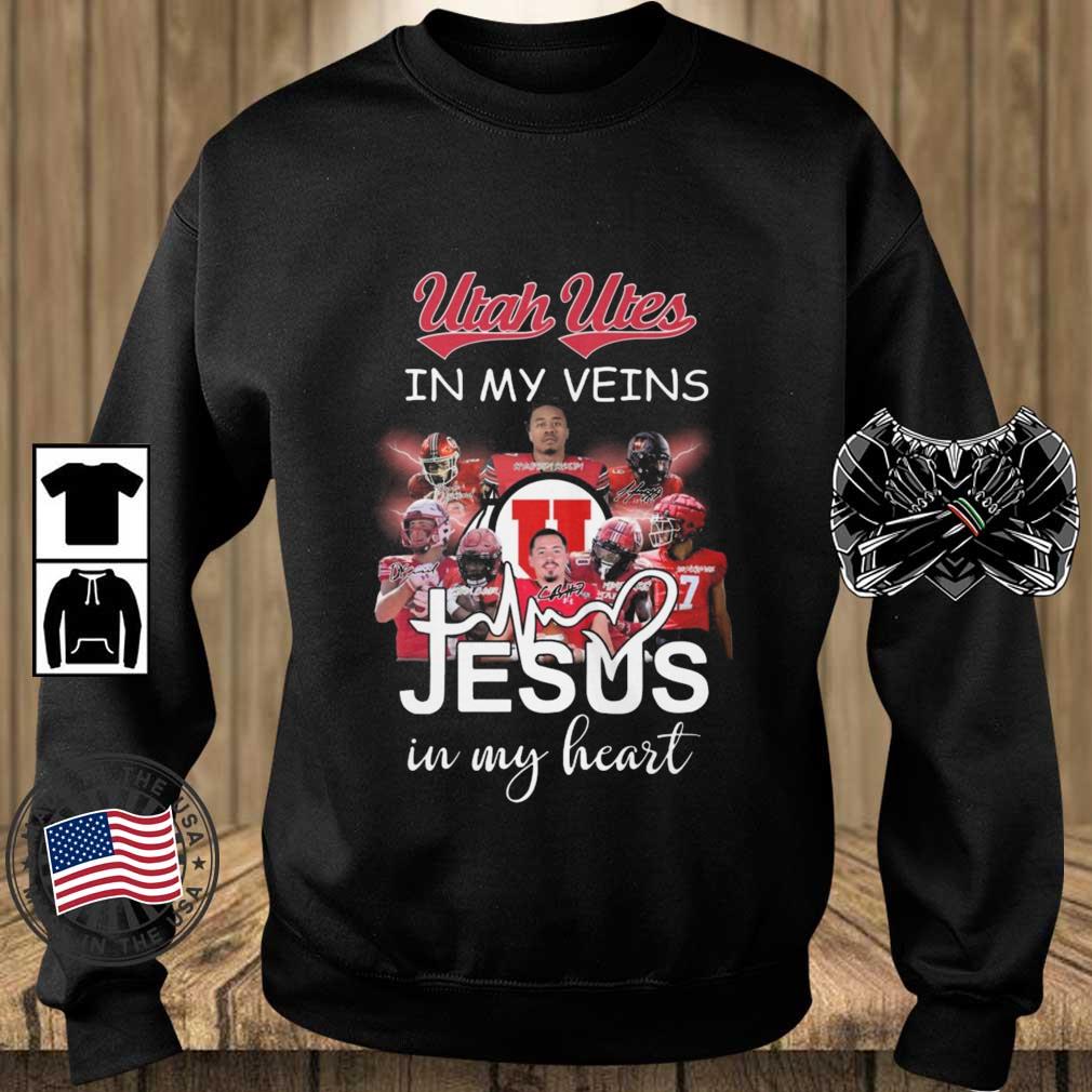 Utah Utes In My Veins Jesus In My Heart Signatures shirt