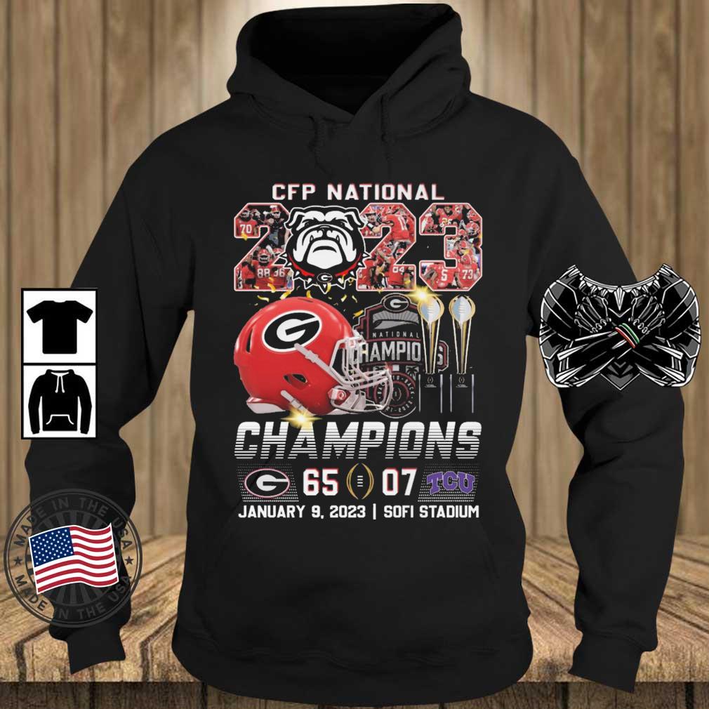Georgia Bulldogs Vs TCU Horned Frogs 65-07 2023 CFP National Champions s Teechalla hoodie den