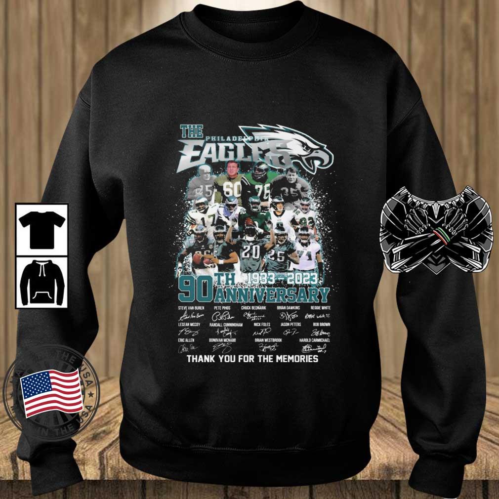 Hot The Philadelphia Eagles 90th Anniversary 1933-2023 Thank You For The Memories Signatures shirt