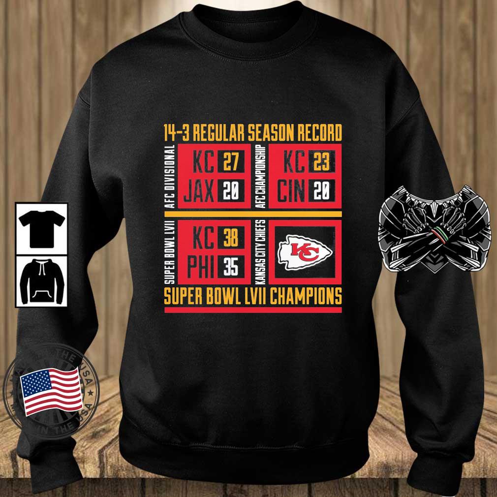 Kansas City Chiefs 14-3 Regular Season Record Super Bowl LVII Champions shirt