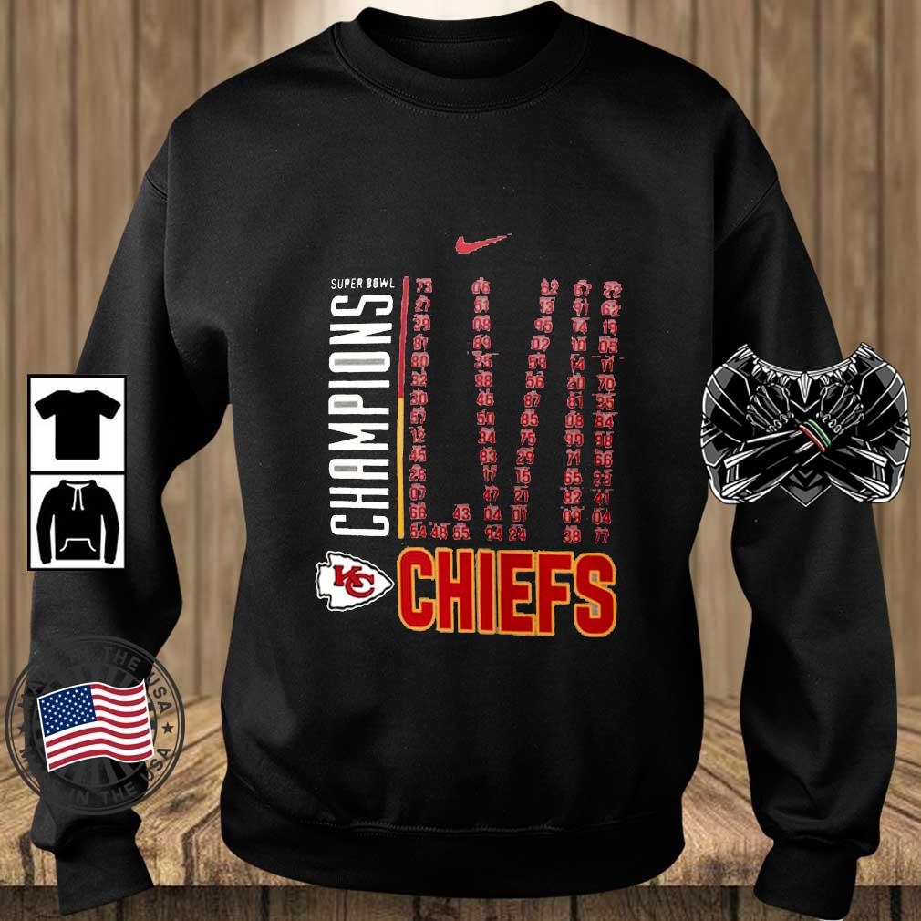 Kansas City Chiefs Nike Super Bowl LVII Champions Roster shirt