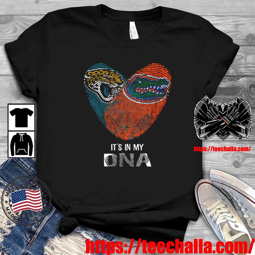 Original Jacksonville Jaguars And Florida Gators Heart It's In My DNA 2023 shirt