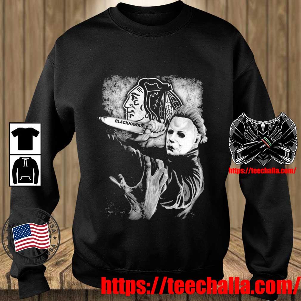 Michael Jason Myers Friday The 13th Chicago Blackhawks Halloween 2023 T- shirt,Sweater, Hoodie, And Long Sleeved, Ladies, Tank Top