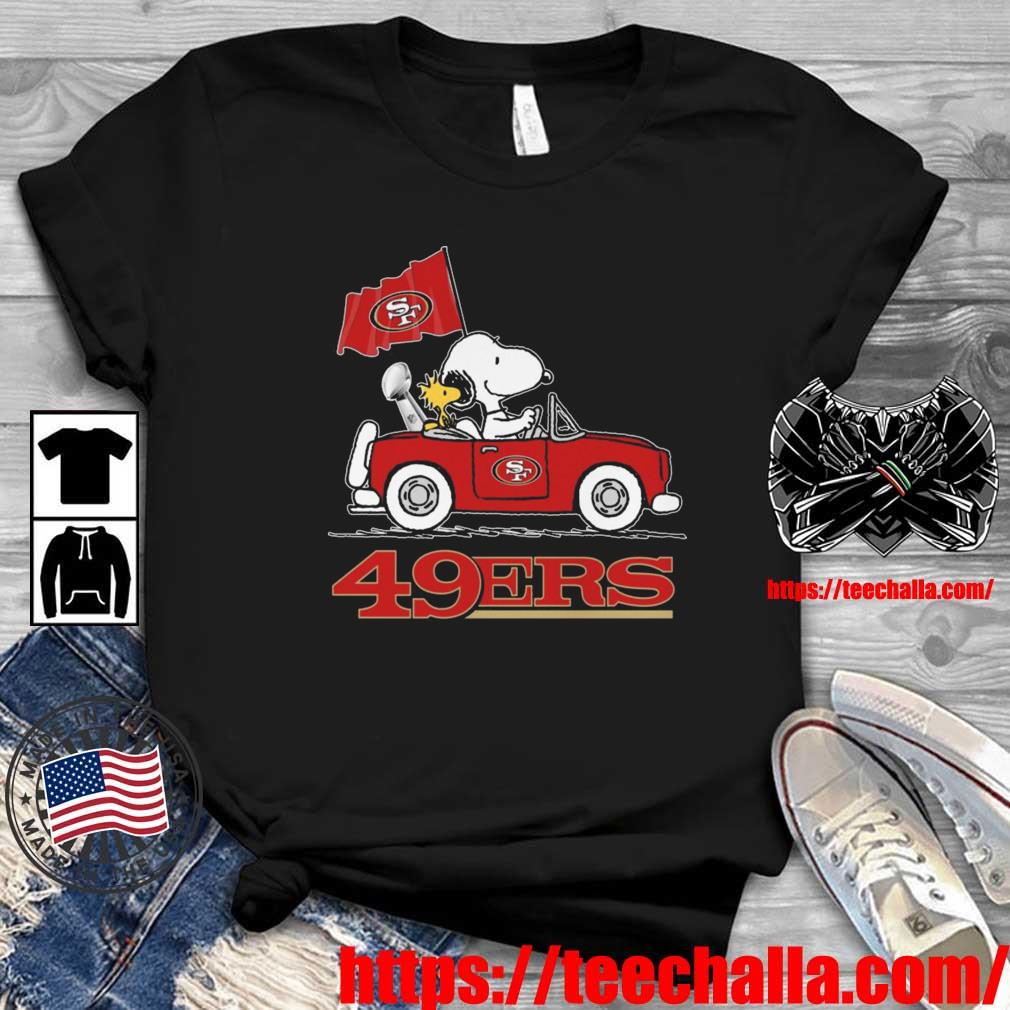 Original Snoopy And Woodstock San Francisco 49ers Driving Car 2023 shirt