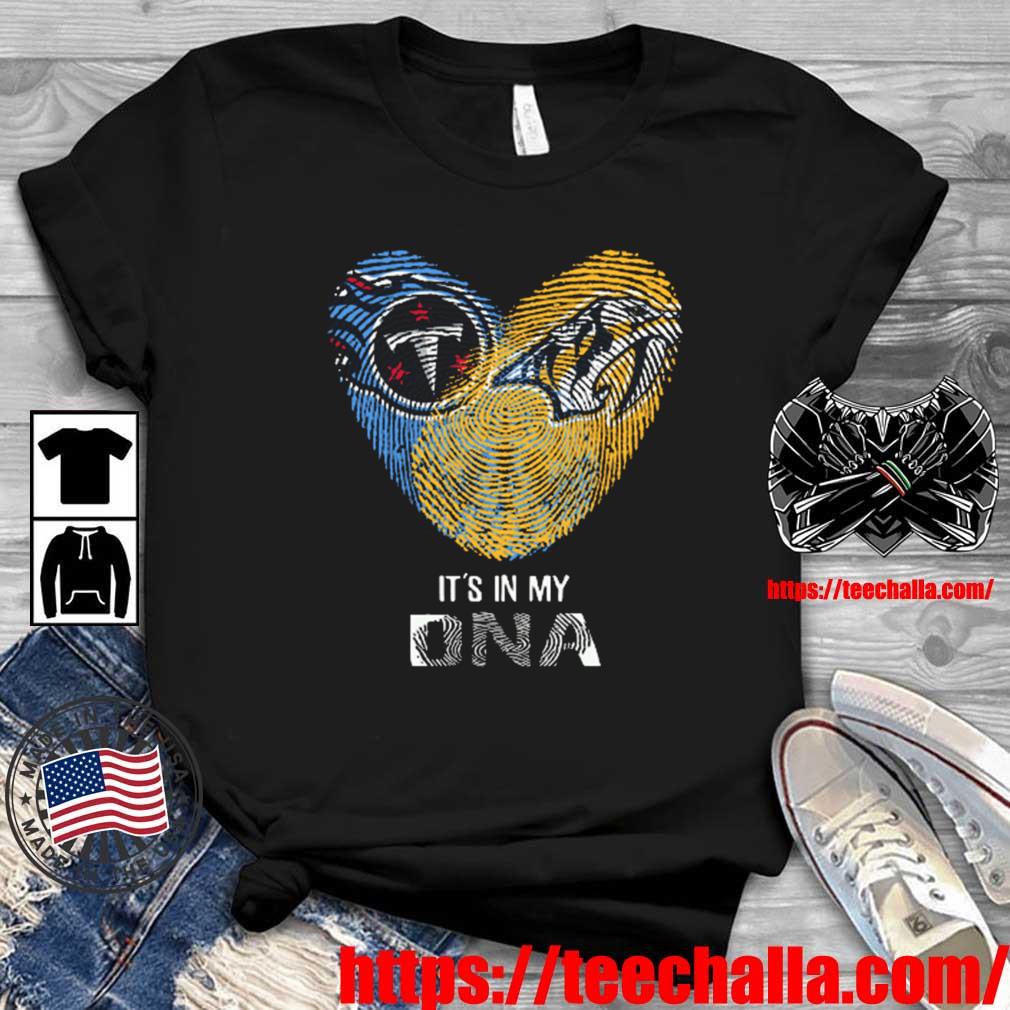 Original Tennessee Titans And Nashville Predators Heart It's In My DNA 2023 shirt