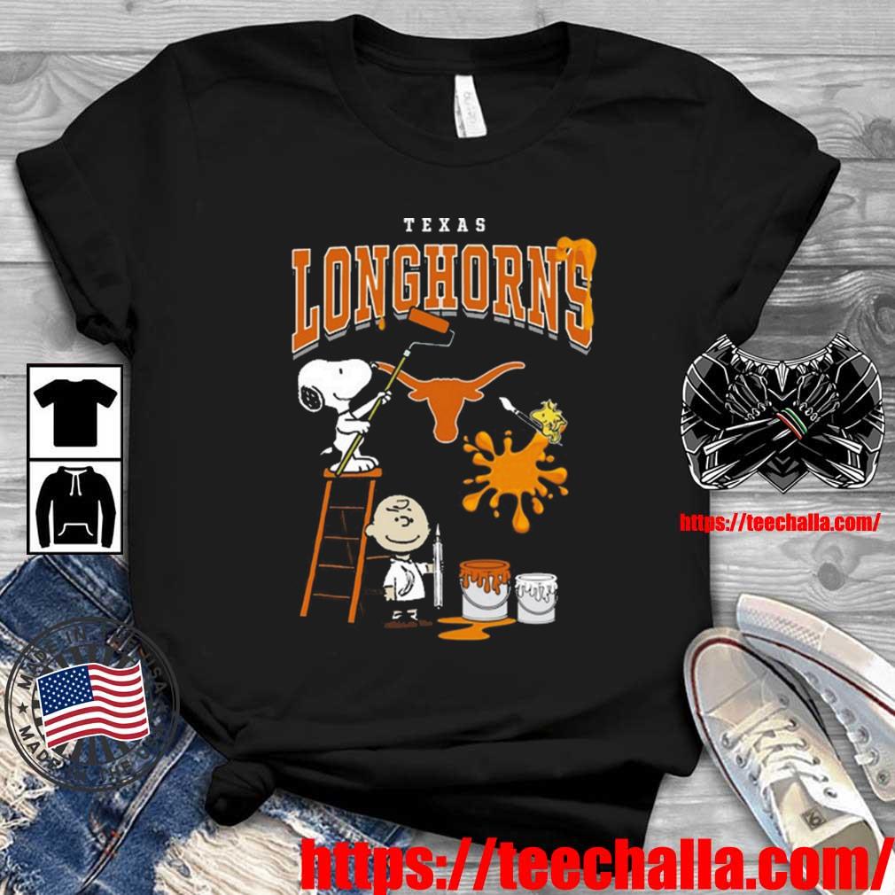 Snoopy Charlie Brown And Woodstock Wall Paint Texas Longhorns t-shirt