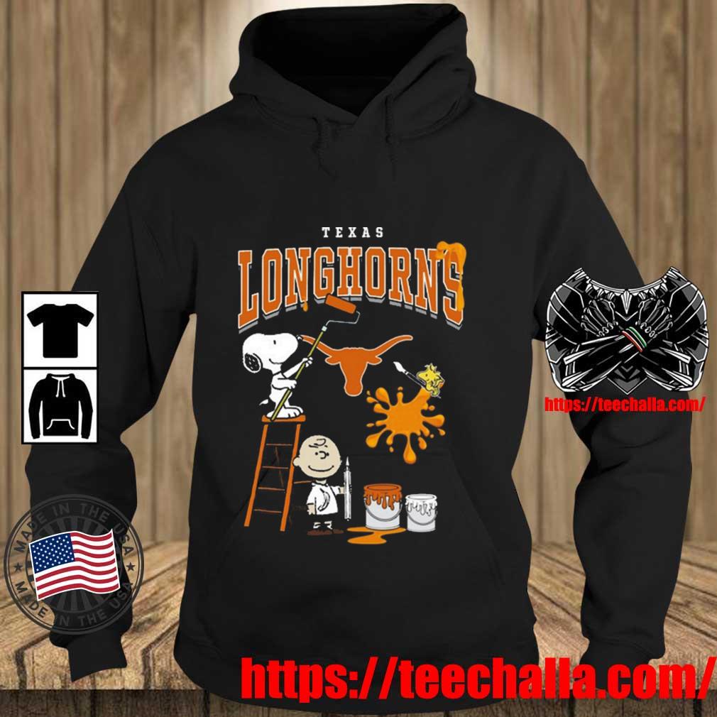 Snoopy Charlie Brown And Woodstock Wall Paint Texas Longhorns t-s Teechalla hoodie den